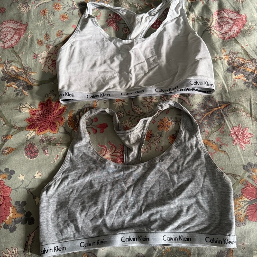 Calvin Klein White and Gray Sports Bras